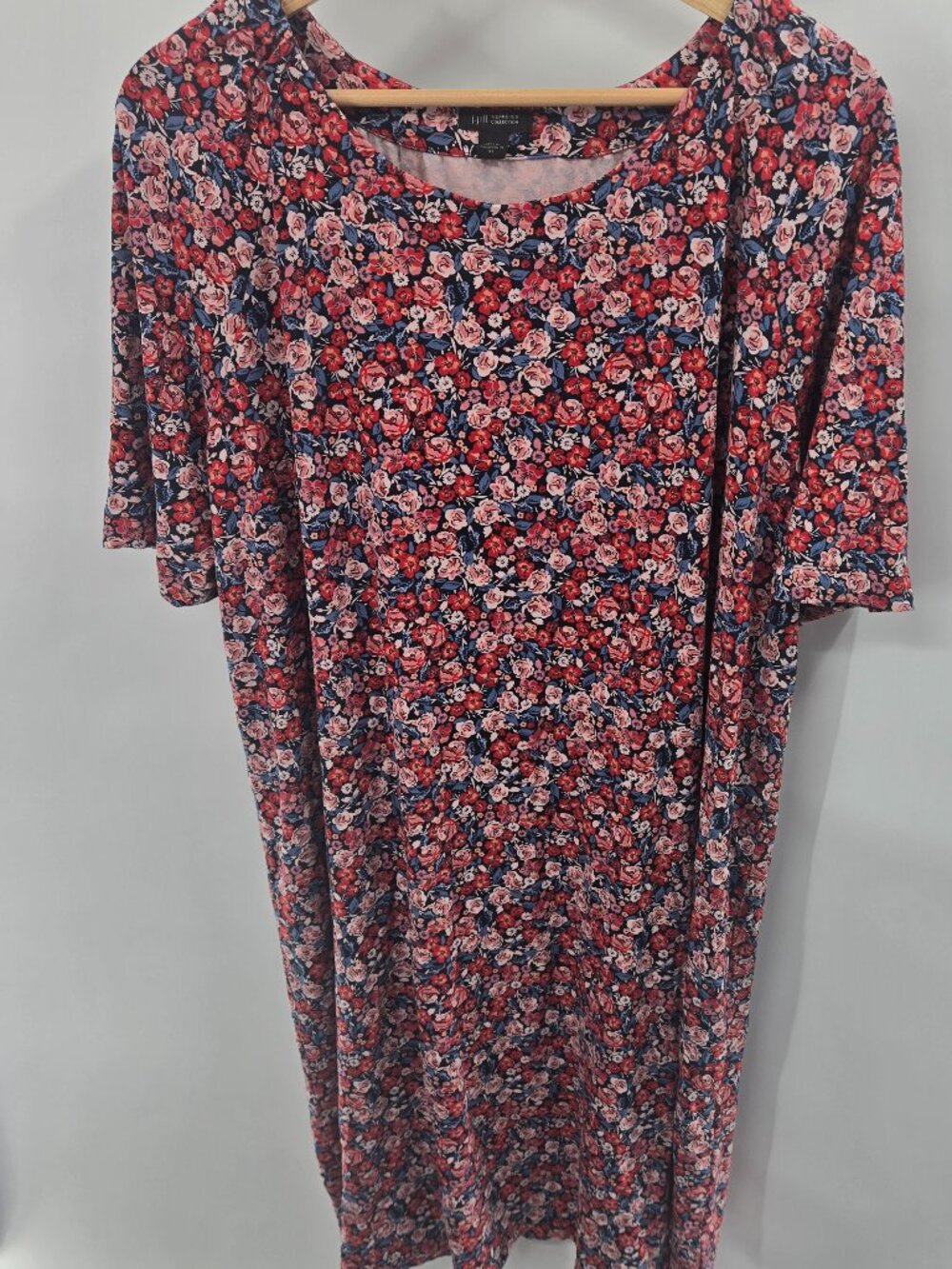 J. Jill Wearever Collection Black Floral Back Tie Short Sleeved Dress Size XL